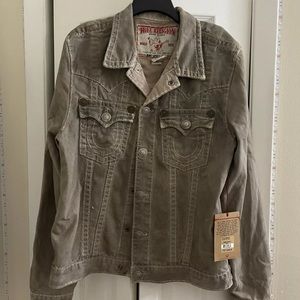 NEW True Religion Ted Taupe Tan Jimmy Super T Denim Jacket Sz XXL $348